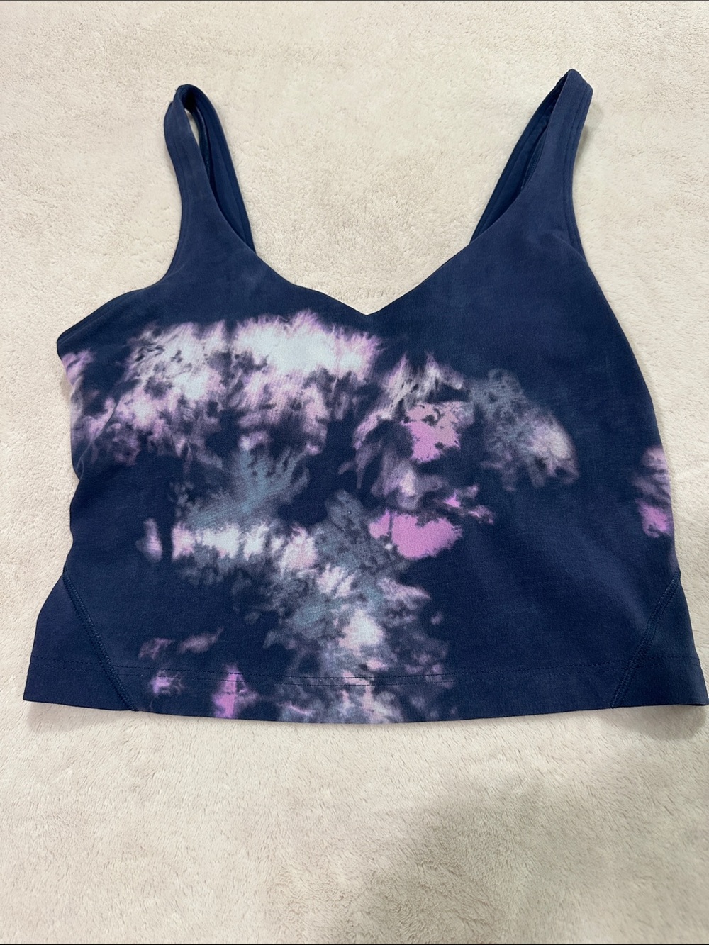 Lululemon- Women’s Navy Tie-Dye V-Neck Cropped Tank Top size 4